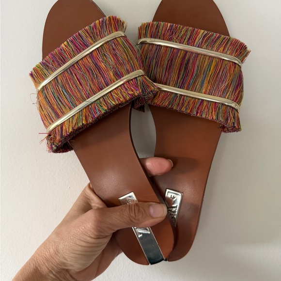 Zara Colorful Fringe Slide Sandals - Picture 5 of 5